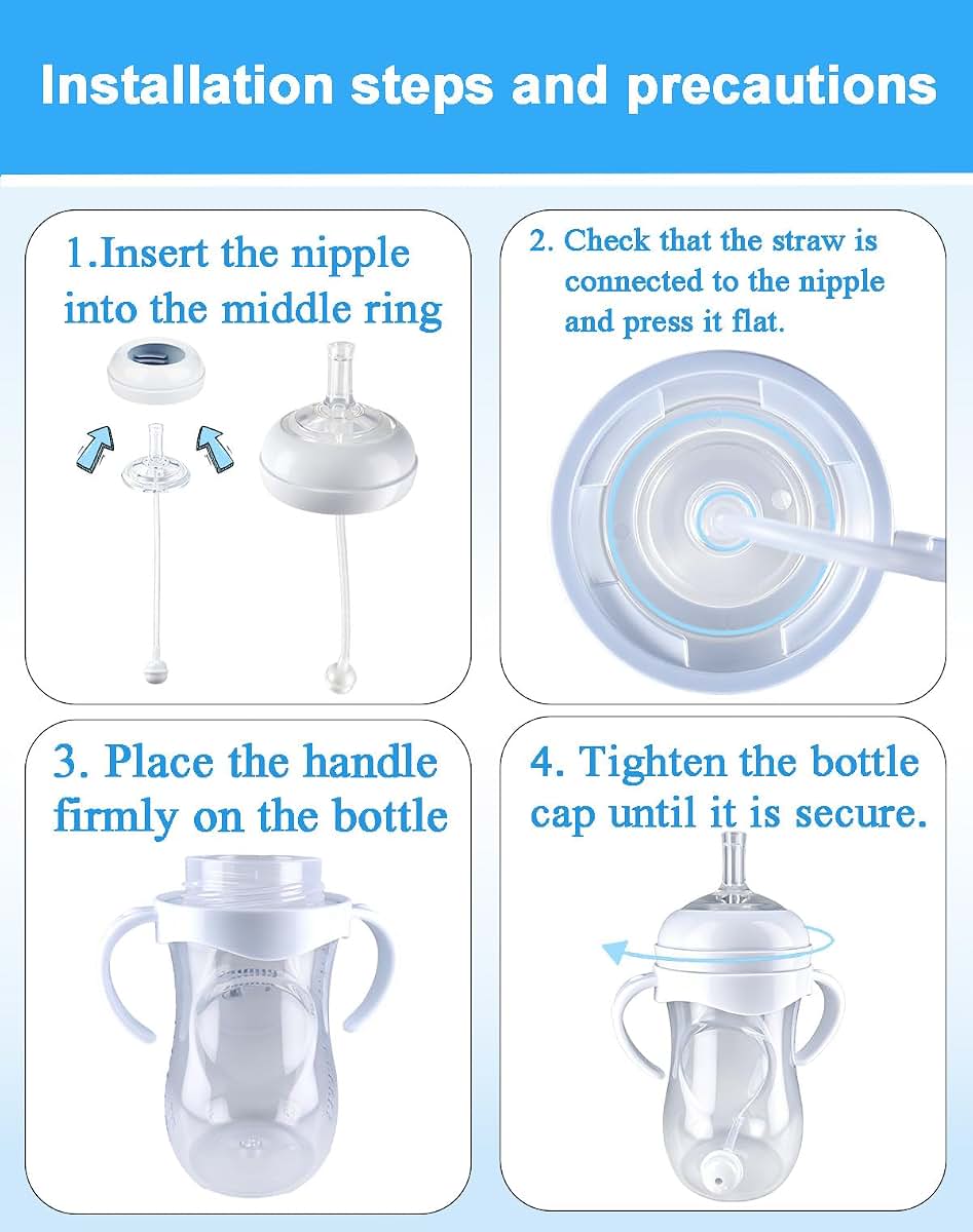 Honeykin Straw Cup Conversion Kit for Philips Avent Natural Baby Bottles, Weighted Straw Transition Set with Soft (photo 4)