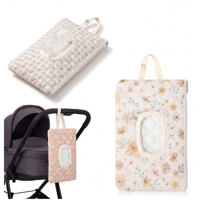 Crystalsylara 3 Pcs Boho Quilted Baby Wipes Pouch Portable Diaper And Wipe Holder