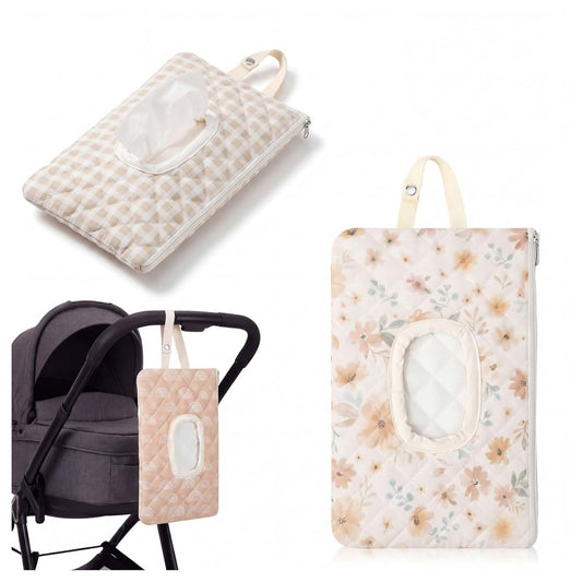 Crystalsylara 3 Pcs Boho Quilted Baby Wipes Pouch Portable Diaper And Wipe Holder