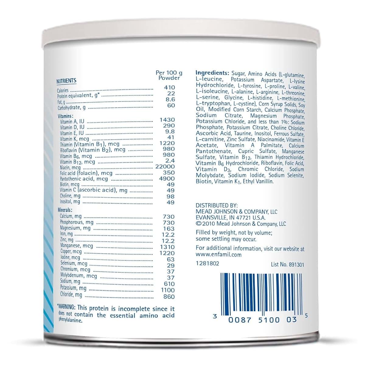 Mead Johnson Phenyl-Free 2 Powder for Nutritional Support