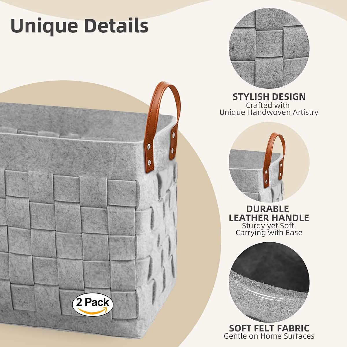 Boldmonkey Blankets Basket Light Gray Storage Bins (photo 2)