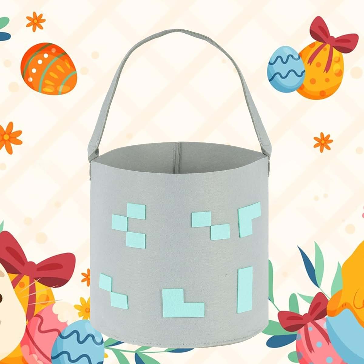 Seeiuua Easter Basket with Handles for boy Kids, Happy Easter Gift for Easter Egg Hunts Decorations Candy Gifts Storage (photo 2)
