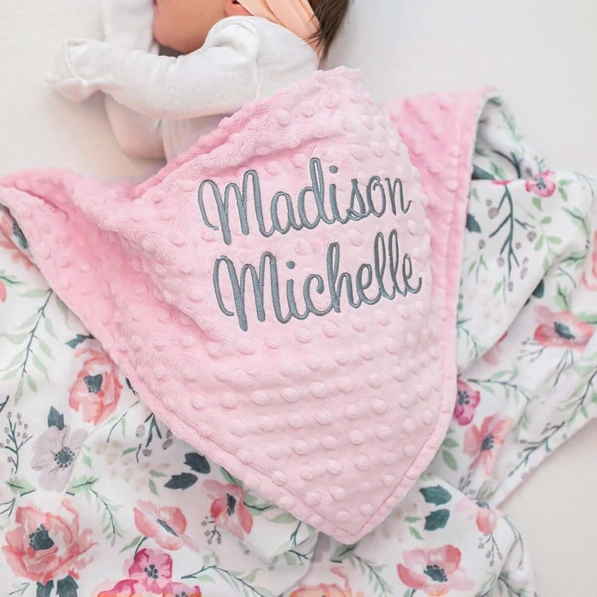 Qijundian Personalized Baby Blanket Lovey with Custom Embroidered Name