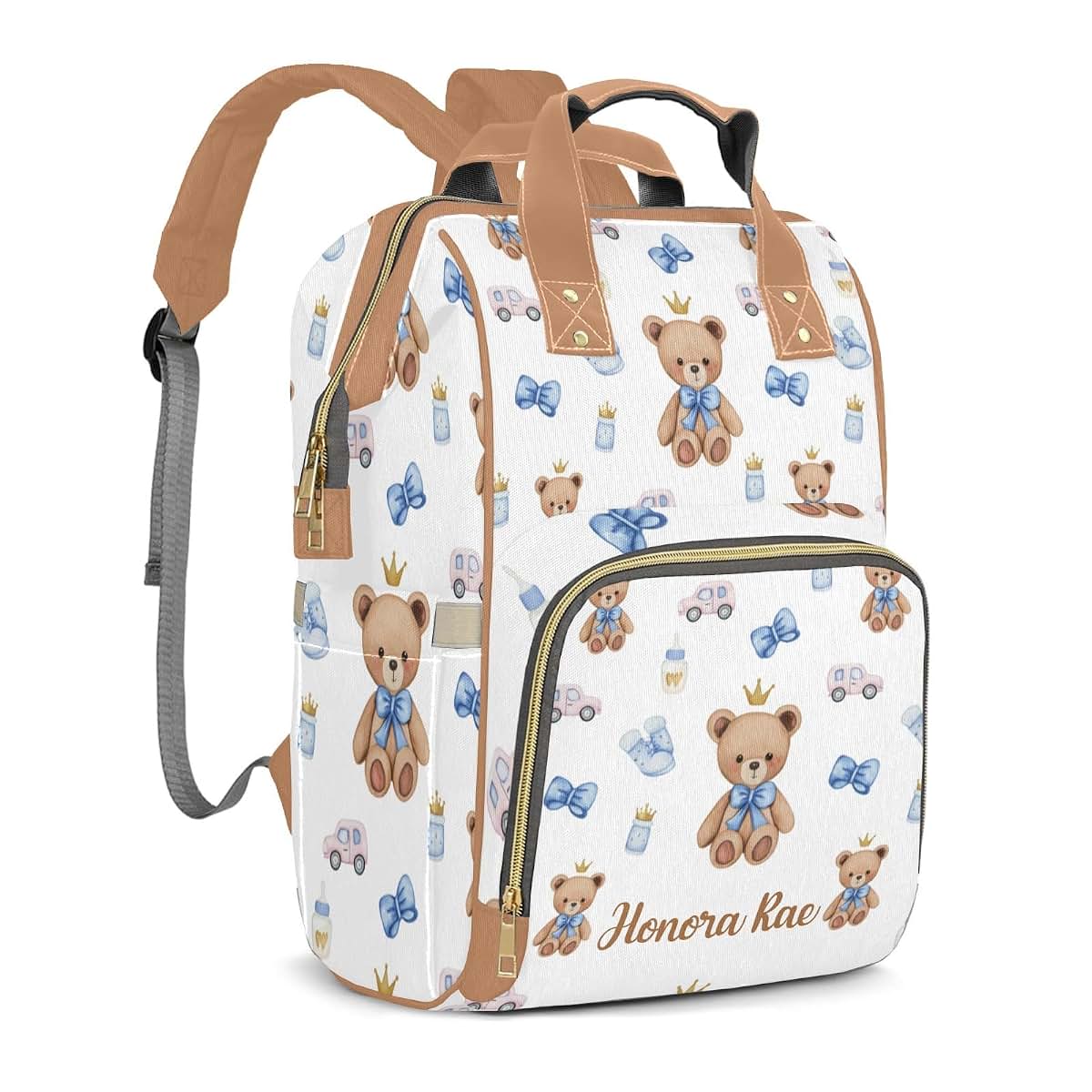 Joyestore Personalized Cute Bear Diaper Backpack With Custom Name (photo 2)