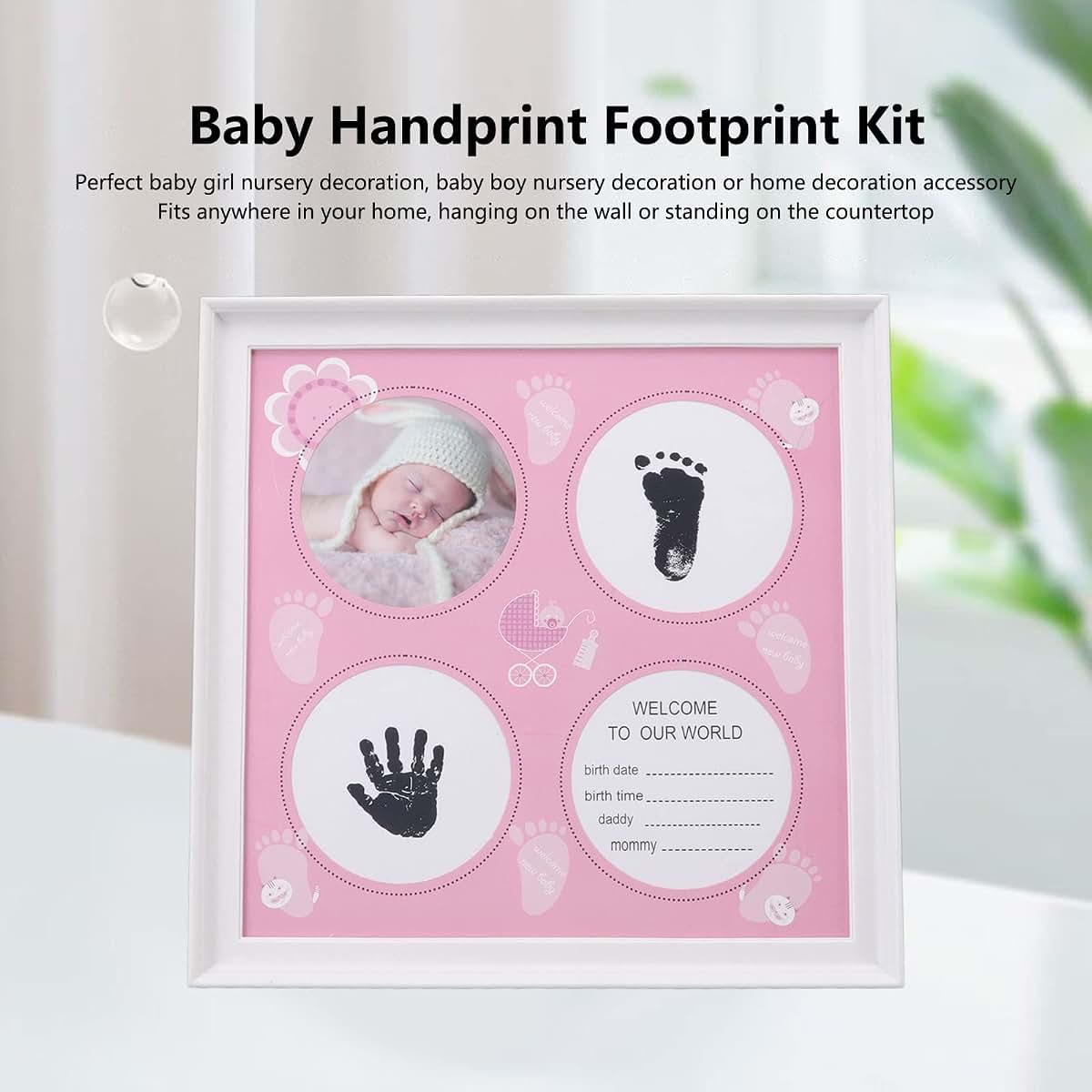 Kufoo Baby Handprint Footprint Kit, Wear Resistant Safe Baby Print Frame Kit for Display for Newborns (Pink) (photo 4)