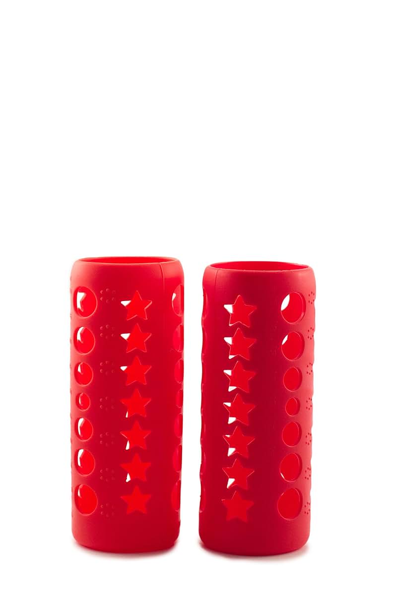 HNR Essentials Silicone Glass Baby Bottle Cover, 2 Pack Red (photo 2)