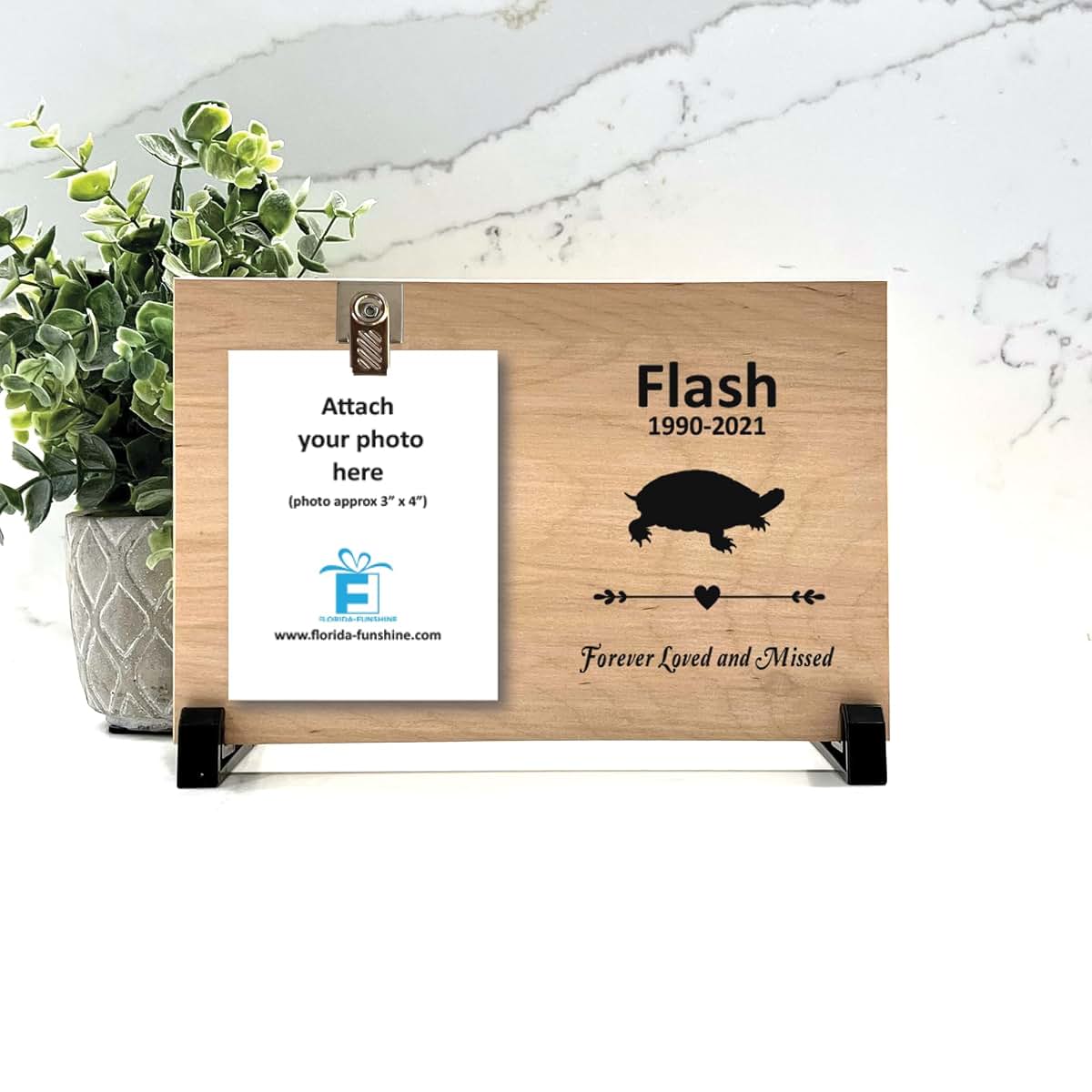 Florida-Funshine Turtle Memorial Frame Custom Wood Photo Display (photo 3)