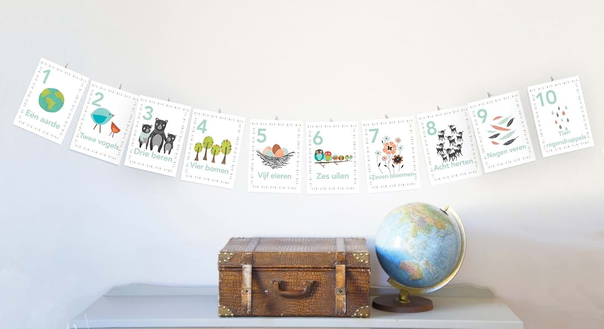 Children Inspire Design Woodland Number Counting Wall Cards in Dutch