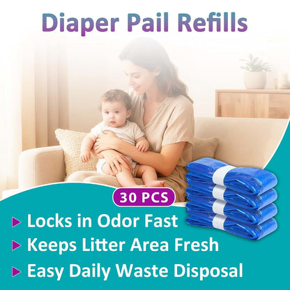 Diaper Pail Refills Bags | Leakproof Odor-Control Disposal Liners