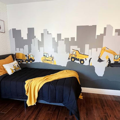 The Colors Crafter Construction Trucks Wall Decal For Kids Bedroom