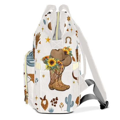 LiSoAkWE West Sunflower Hats Boots Wild Personalized Diaper Bag with Name,Customized Nappy Backpack with Thermal (photo 3)