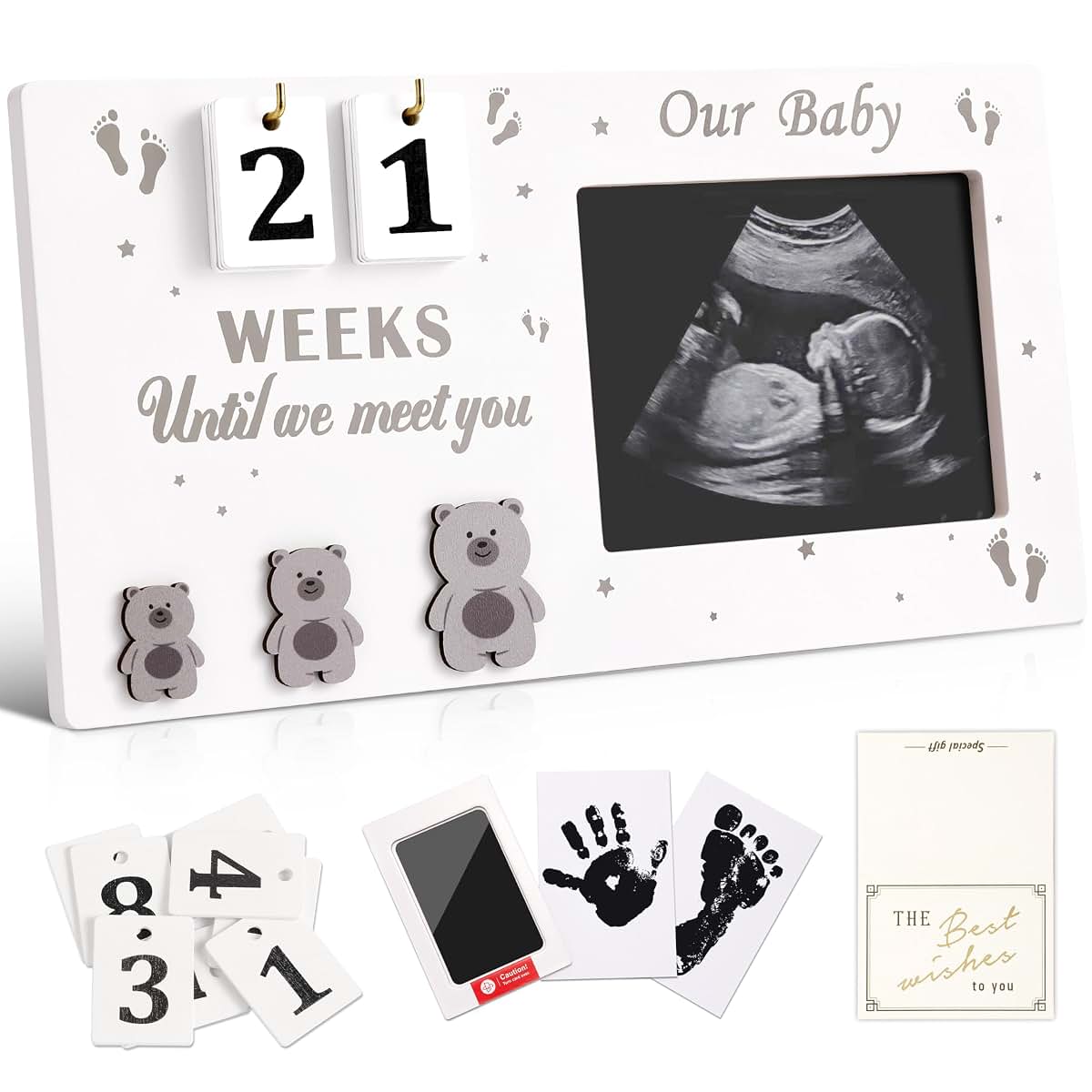 Daco Min Pregnancy Countdown Sonogram Picture Frame With Handprint Kit