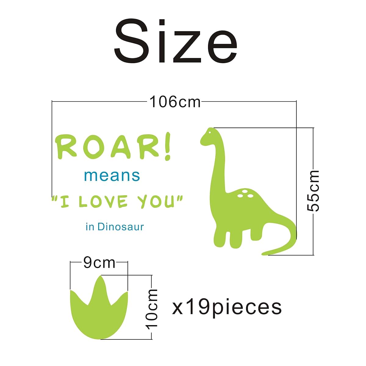 BabyOneStop Dinosaur Roar Means I Love You Wall Decal With Footprints