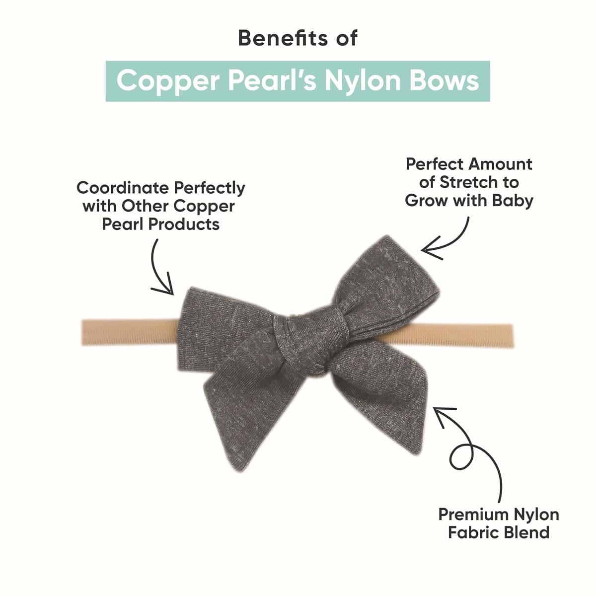 Copper Pearl Ribbon Bow Baby Headbands - Core Collection