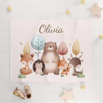 BabyOneStop Personalized Woodland Animal Baby Blanket