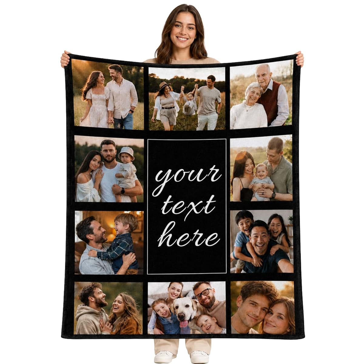 Next Generation Apparel Custom Blanket with Picture Text Personalized Blankets Throw Baby Adult Kids
