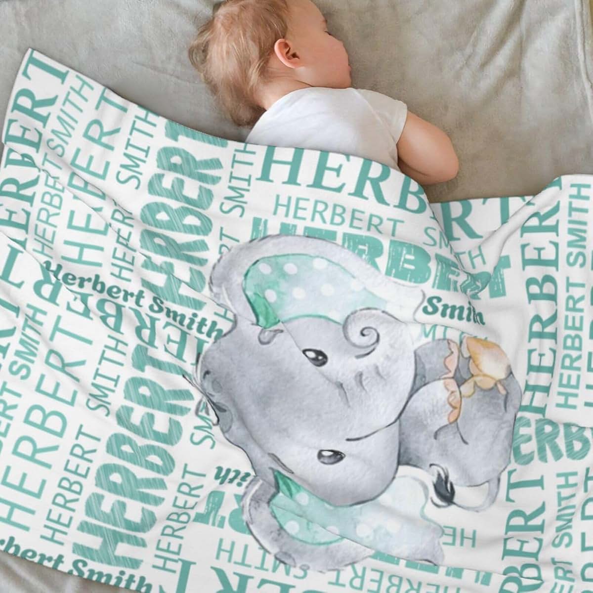 OFCCUSTOM Personalized Name Blankets Customized Baby Animal Blankets for Infant Toddler, Baby Gift Blanket for Birthday (photo 4)