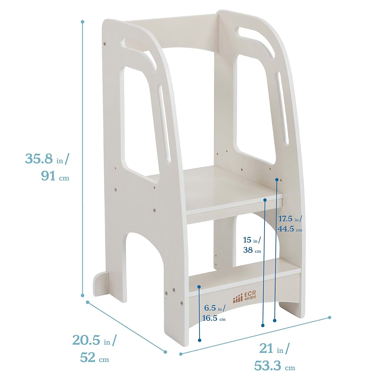 ECR4Kids Chef's Helper Kitchen Step Stool Tower with Handles, Childrens Furniture, White Wash (photo 2)
