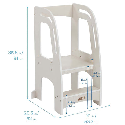 ECR4Kids Chef's Helper Kitchen Step Stool Tower with Handles, Childrens Furniture, White Wash (photo 2)