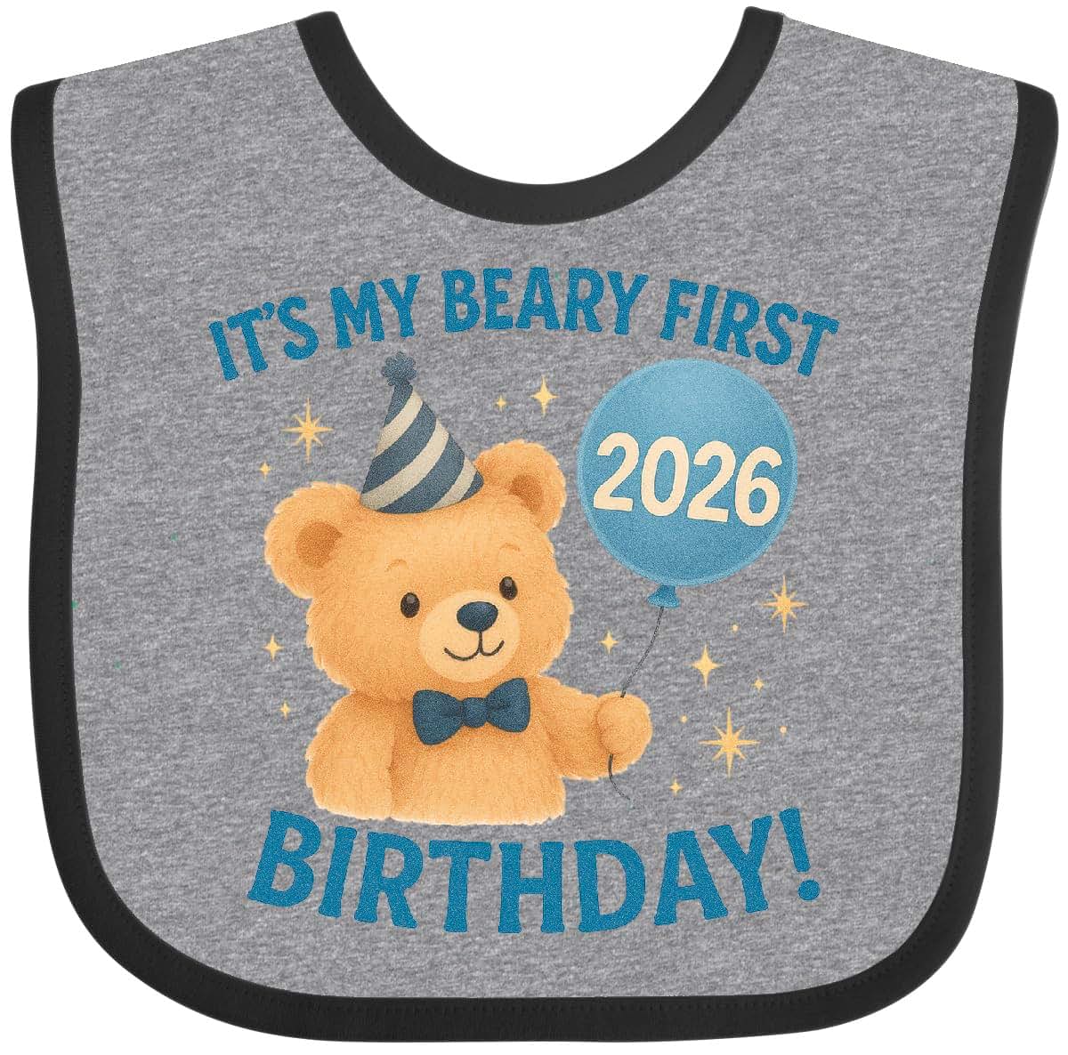 Inktastic Beary First Birthday 2026 Baby Bib