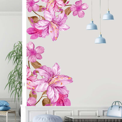 DTLIFEK Giant Pink Flowers Wall Decals For Nursery And Playroom Decor