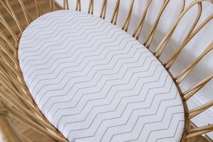NODNAL CO. Gray Bassinet Fitted Sheet - 100% Cotton for Baby Girl/Boy - Gender Neutral Grey Chevron, Polka Dot, Stripe (photo 4)