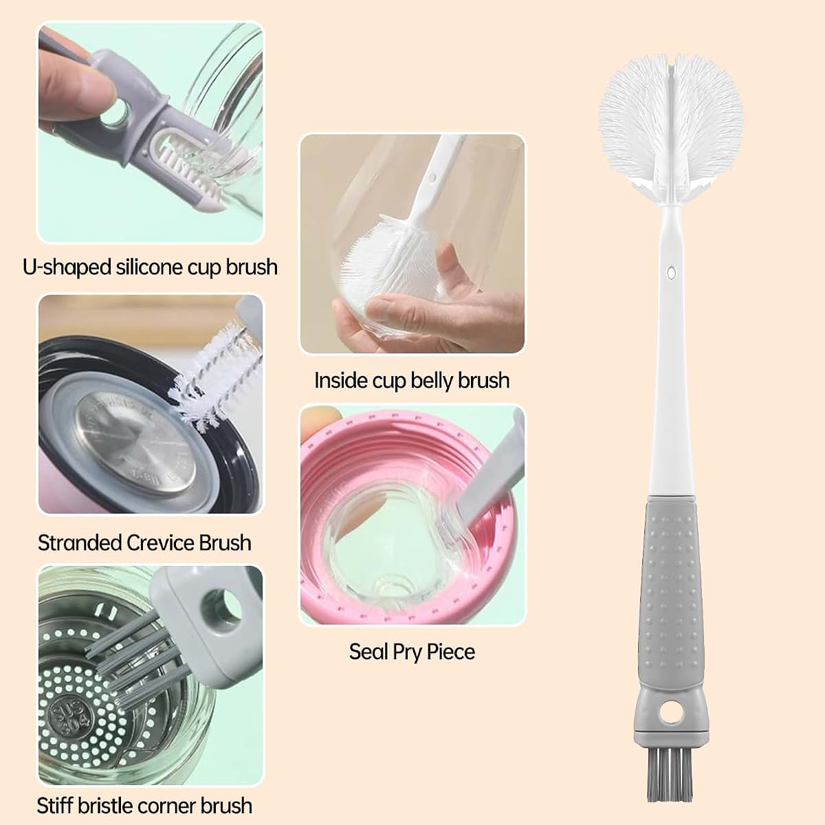 5-in-1 Water Bottle Cleaner Scrubber Brush Set