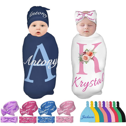 Slocenk Personalized Baby Swaddle Blanket And Hat Set
