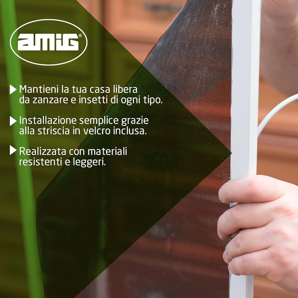 Amig - Mosquito Net for Windows and Doors - 150 x 250 cm - Easy Tool-Free Installation with Included Velcro - Black