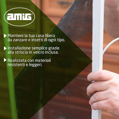 Amig - Mosquito Net for Windows and Doors - 150 x 250 cm - Easy Tool-Free Installation with Included Velcro - Black