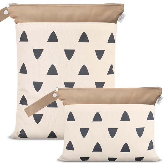 BebeBiu Cloth Diaper Wet Bags – Waterproof & Reusable Bag with 2 Zippered Pockets with Handle, Perfect for Stroller