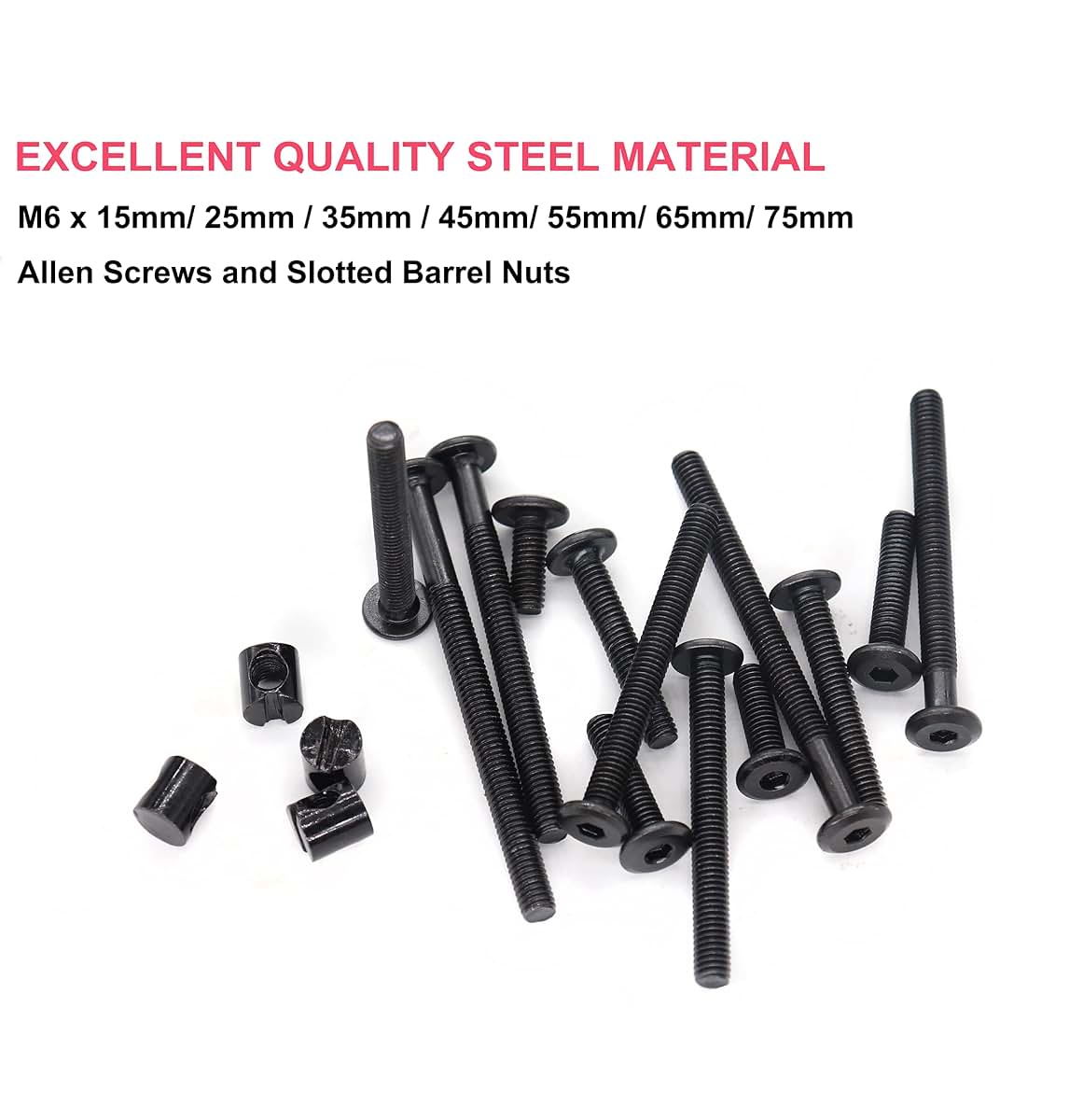 M6 Black Hex Socket Cap Screws Kit for Crib Furniture Assembly