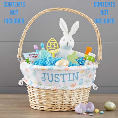 Personalization Universe Colorful Easter Pattern Personalized Basket – Custom Kids Easter Egg Basket – Embroidered (photo 2)