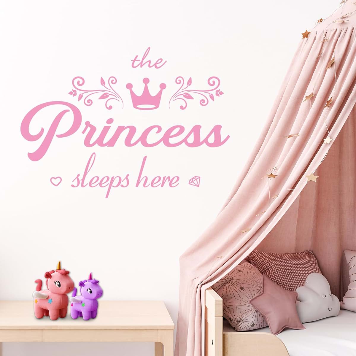 Pink Princess Crown Wall Decals, Peel and Stick Nursery Decor