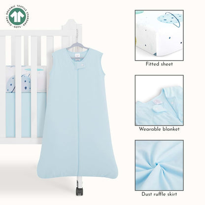 Evolur Arctic Blue & Space Print 3 Piece Mini Crib Bedding Set (photo 3)