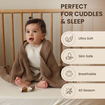 Little Dedi Zoe Recycled Cotton Baby Blanket, Mocha Meringue, Gift Box (photo 3)