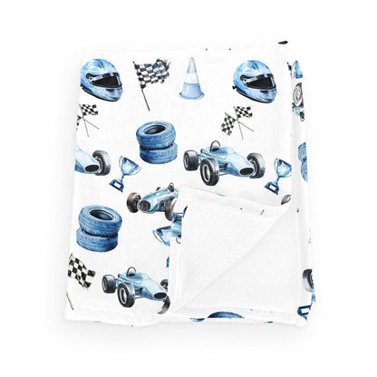 Wicbfdfv Cute Race Car Flag Baby Boy Girl Blue Races Vehicle Trophy Traffic Light Vehicles Blankets Flannel Fleece