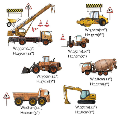 Decalplanet Construction Vehicles Wall Stickers for Kids Room