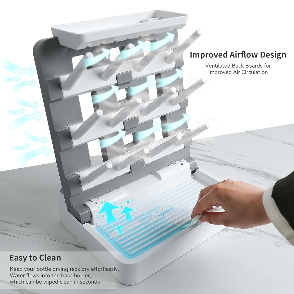 Venuekkuri Baby Bottle Drying Rack, Vertical Standing Bottle Dryer Rack Holder-Space Saving Baby Bottle Drying Rack for