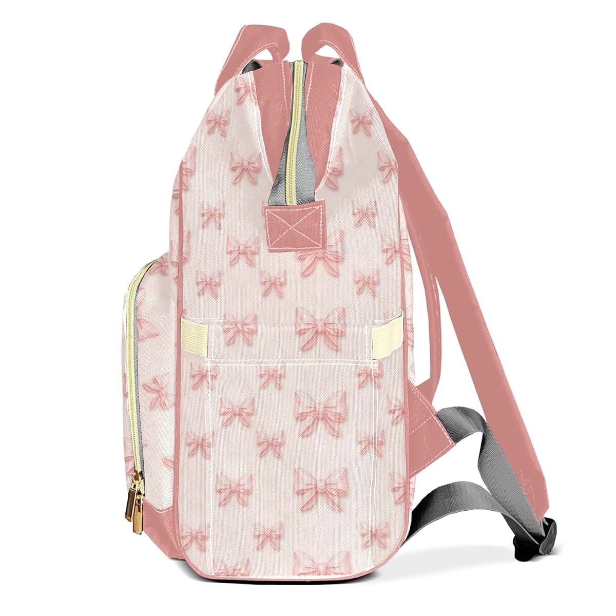 YallLocoMo Personalized Diaper Bag Backpack With Watercolor Pink Bow (photo 3)