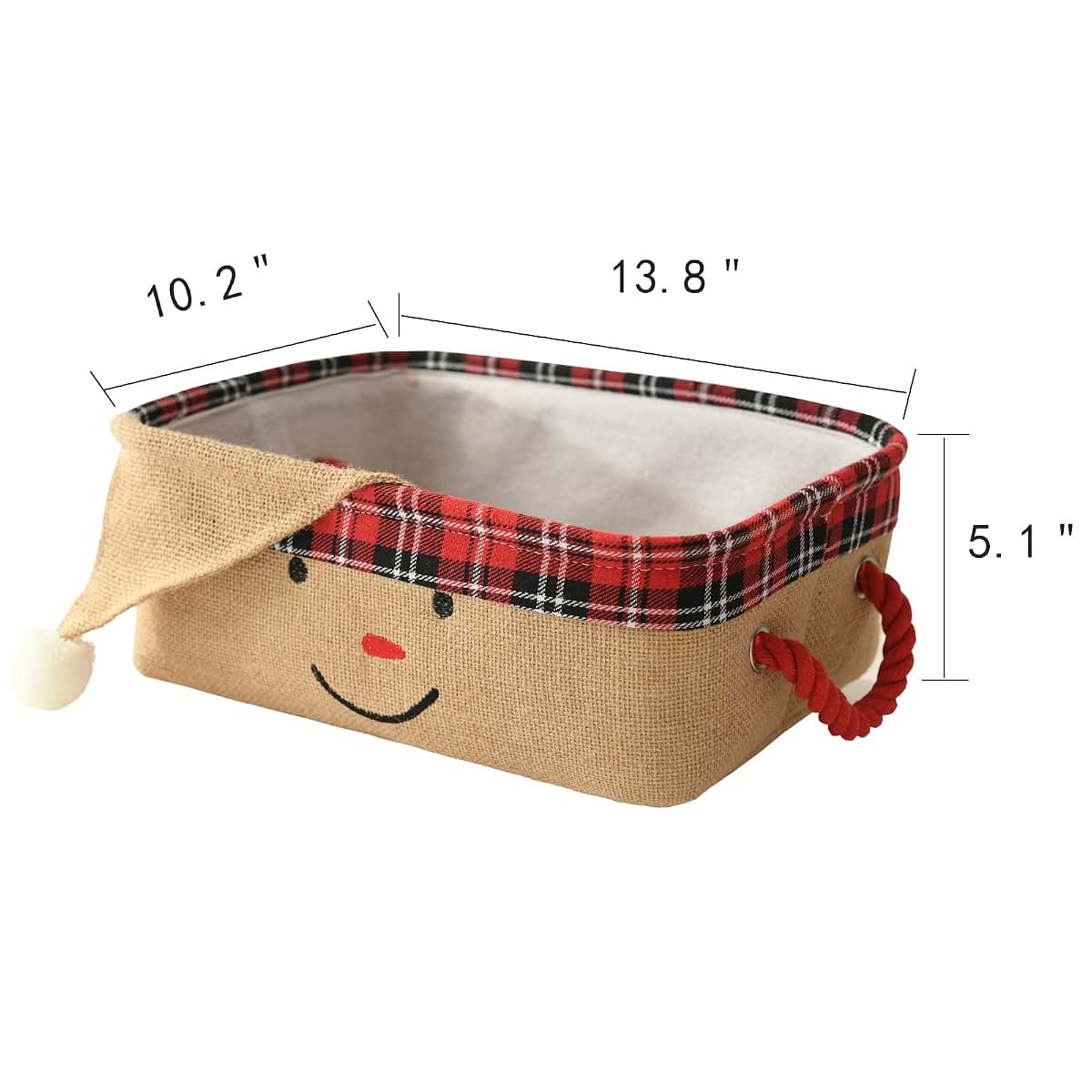 INough Christmas Baskets Empty Holiday Christmas Basket Santa Claus Gift Baskets Storage Bins with Handles, Festive (photo 3)