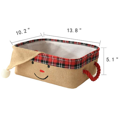 INough Christmas Baskets Empty Holiday Christmas Basket Santa Claus Gift Baskets Storage Bins with Handles, Festive (photo 3)