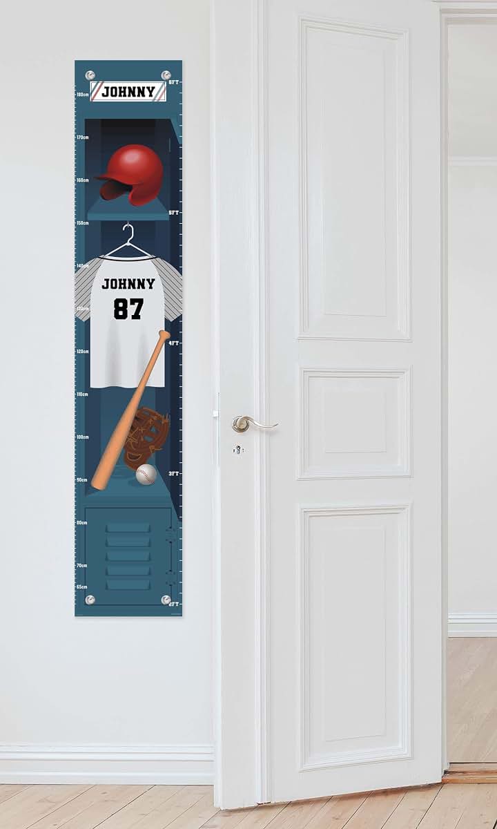 Personalization Mall Personalized Gifts Sports Baseball Locker Any Name Growth Chart - 1-Pack