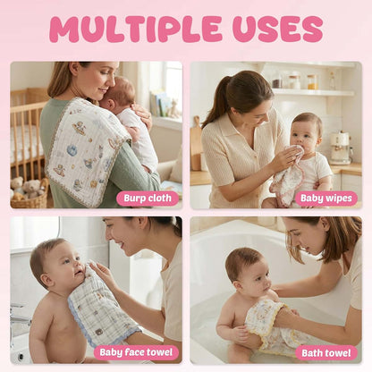 Muyoka 6 Pack Muslin Burp Cloths – Soft Cotton Baby Burp Rag, Large 20 x 12 Inches