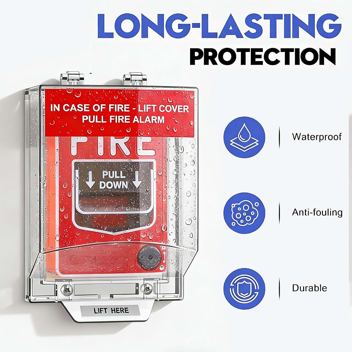 Luocute Fire Reminder Cover, Protective Guard for Pull Station Button, Fireproof Transparent Enclosure with Easy (photo 3)