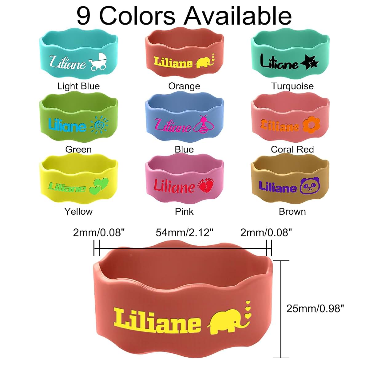 Farmelov Custom Baby Bottle Labels for Daycare Silicone Water Bottle Name Bands Personalized Reusable Baby Bottle