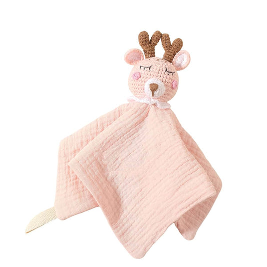 Menglansi Animal Crochet Security Blanket And Cotton Soothing Towel