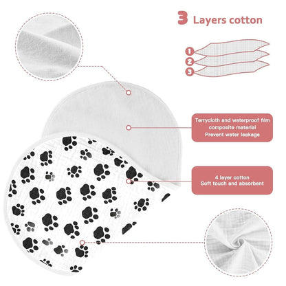 AMmao Paw Prints Burp Cloths 2 Pack Muslin 22 x 11 Inch