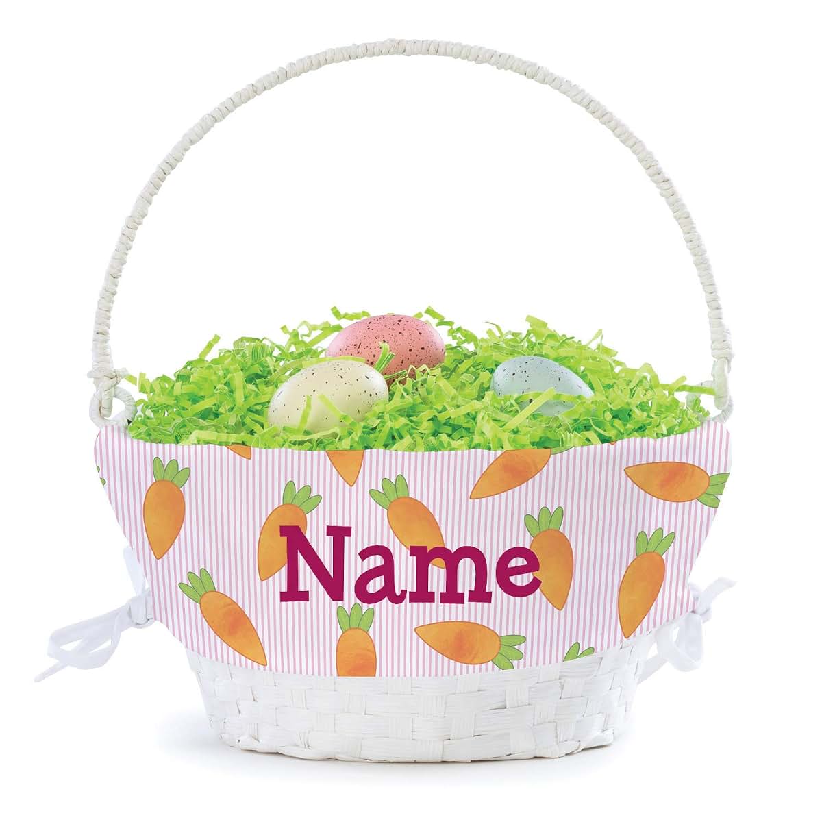 Personalized Planet Personalized Easter Egg Basket for Girl with Handle and Custom Name | Carrot Easter Basket Liners