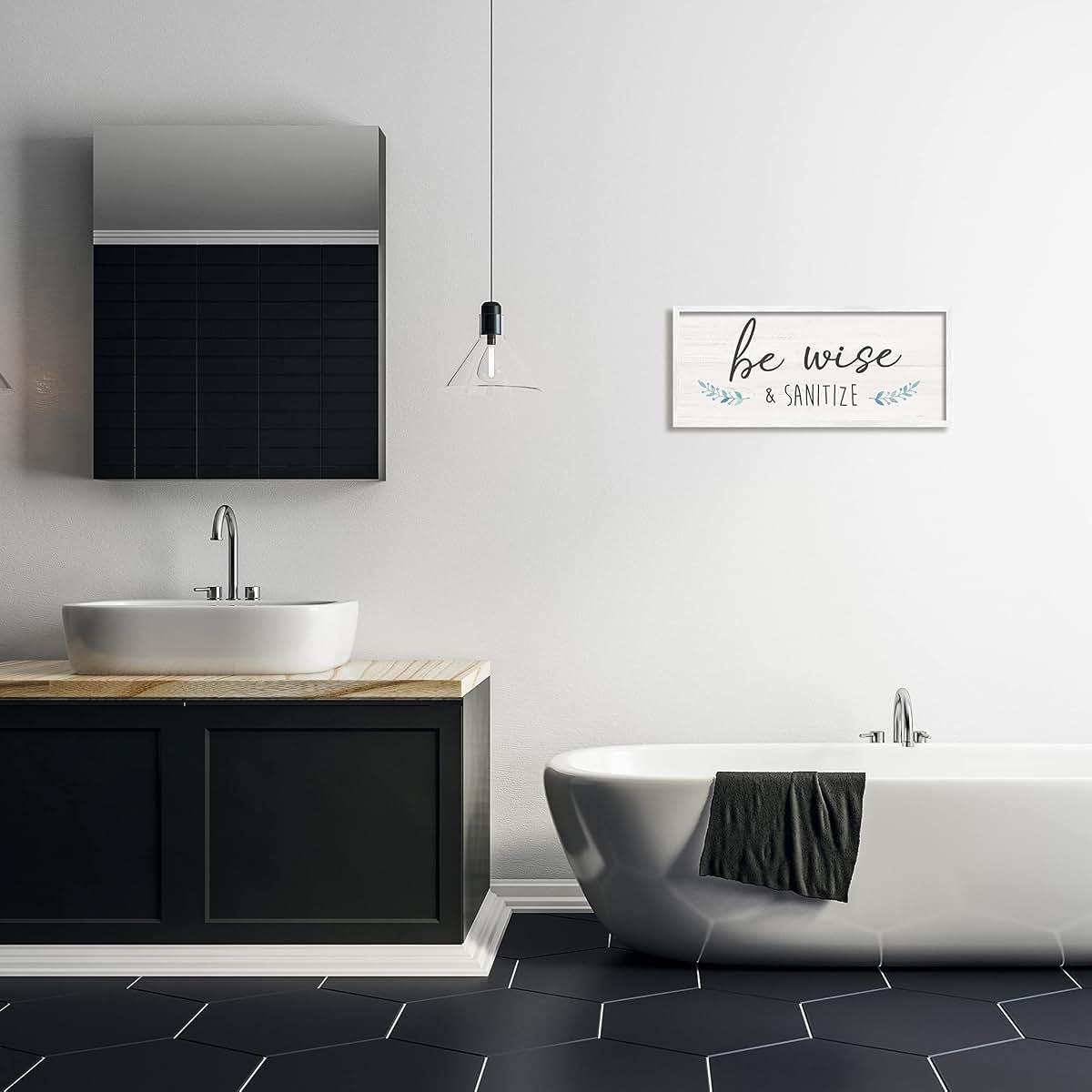 Stupell Industries Wise Sanitize Bathroom Print
